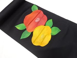 アンティーク　西陣まいづる製　椿模様織り出し　名古屋帯地反物